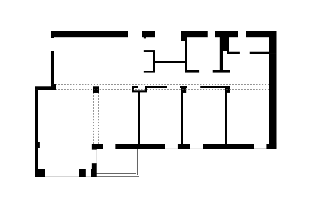 Architectural floor plan showing the apartment layout before the final renovation configuration.